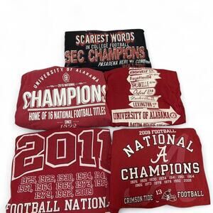 Bundle of 5 Vintage SEC University of Alabama Roll Tide T Shirt Size Large
